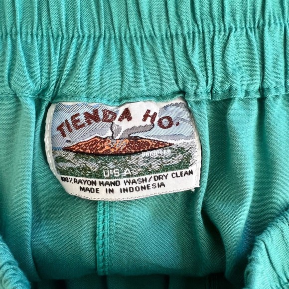 Tienda Ho Womens Loose Fit Sonya Pant Turquoise Rayon One Size Wide Leg - Picture 4 of 4